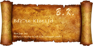 Büte Klotild névjegykártya